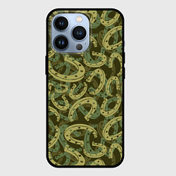 Чехол для iPhone 13 Pro Подковы - камуфляж, цвет: 3D-черный