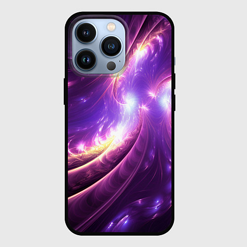 Чехол iPhone 13 Pro Фиолетовый фрактал / 3D-Черный – фото 1