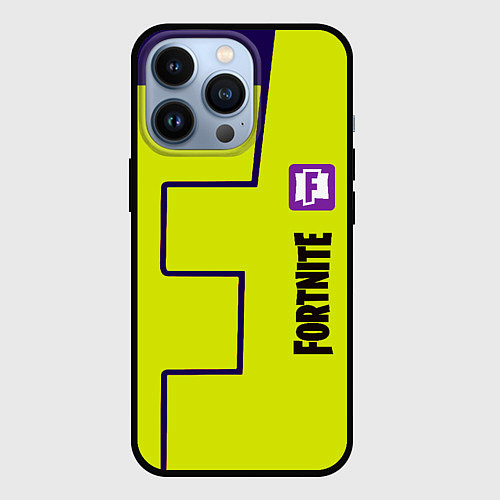 Чехол iPhone 13 Pro Fortnite logo yellow game / 3D-Черный – фото 1