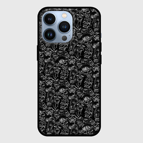 Чехол iPhone 13 Pro Черепа с меткой жертвы / 3D-Черный – фото 1