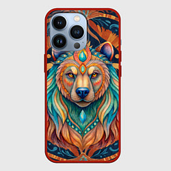 Чехол для iPhone 13 Pro Медведь шаман тотемное животное, цвет: 3D-красный