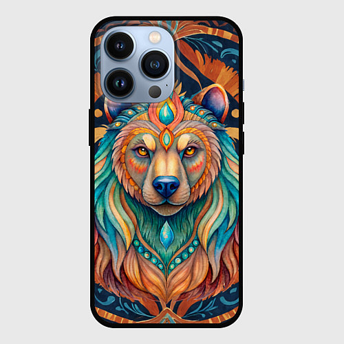 Чехол iPhone 13 Pro Медведь шаман тотемное животное / 3D-Черный – фото 1