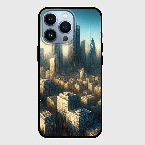 Чехол iPhone 13 Pro Разрушенный апокалиптический город / 3D-Черный – фото 1