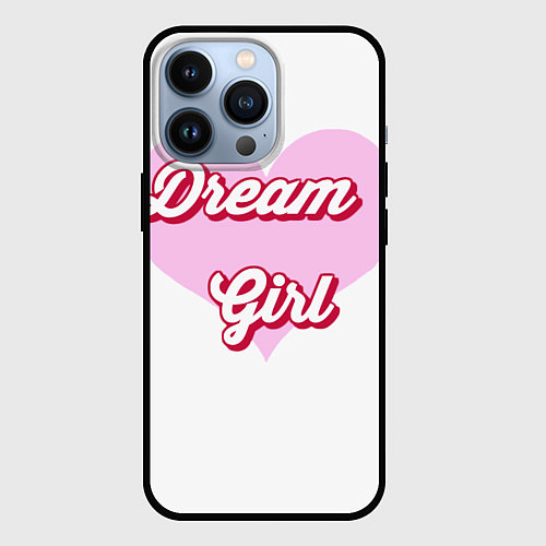 Чехол iPhone 13 Pro Девушка-мечта и розовое сердце / 3D-Черный – фото 1