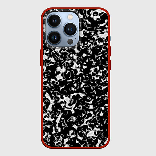 Чехол iPhone 13 Pro Черный жидкий металл / 3D-Красный – фото 1