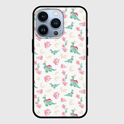Чехол iPhone 13 Pro Чаепитие с игрушечным динозавром паттерн