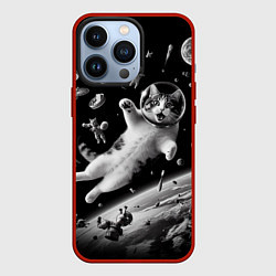 Чехол iPhone 13 Pro Офигевший котейка в безвоздушном пространстве