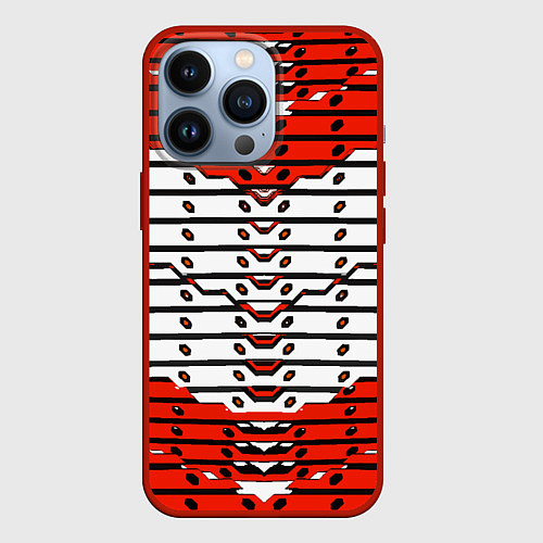 Чехол iPhone 13 Pro Красно-белая техно броня / 3D-Красный – фото 1