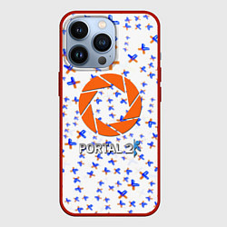 Чехол для iPhone 13 Pro Portal logo pattern steel, цвет: 3D-красный