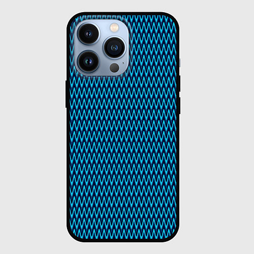 Чехол iPhone 13 Pro Синий волнистые полосы / 3D-Черный – фото 1