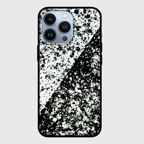 Чехол iPhone 13 Pro Абстрактный чёрно-белый пятнистый / 3D-Черный – фото 1