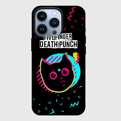 Чехол iPhone 13 Pro Five Finger Death Punch - rock star cat / 3D-Черный – фото 1