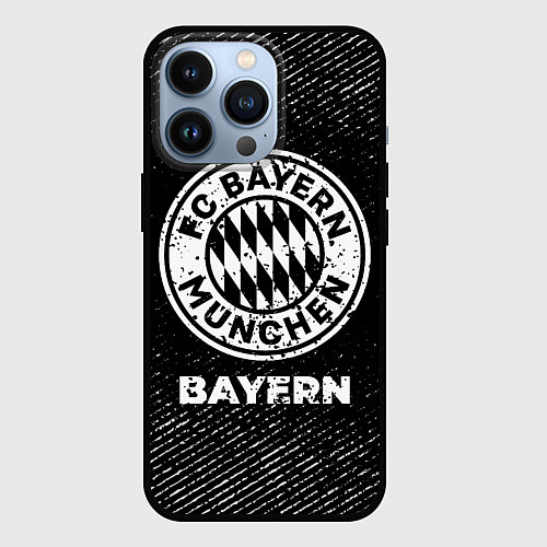 Чехол iPhone 13 Pro Bayern с потертостями на темном фоне / 3D-Черный – фото 1