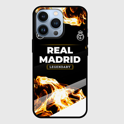 Чехол iPhone 13 Pro Real Madrid legendary sport fire / 3D-Черный – фото 1