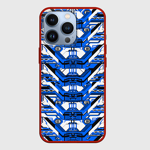 Чехол iPhone 13 Pro Сине-белая техно броня / 3D-Красный – фото 1