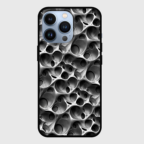 Чехол iPhone 13 Pro Металл - текстура / 3D-Черный – фото 1