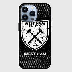 Чехол для iPhone 13 Pro West Ham с потертостями на темном фоне, цвет: 3D-черный