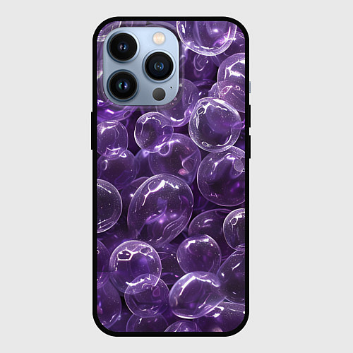 Чехол iPhone 13 Pro Фиолетовые пузыри / 3D-Черный – фото 1