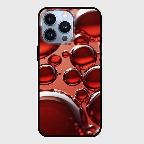 Чехол iPhone 13 Pro Крупные красные капли / 3D-Черный – фото 1