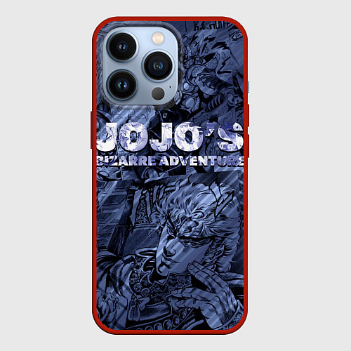 Чехол iPhone 13 Pro ДжоДжо на фоне манги / 3D-Красный – фото 1