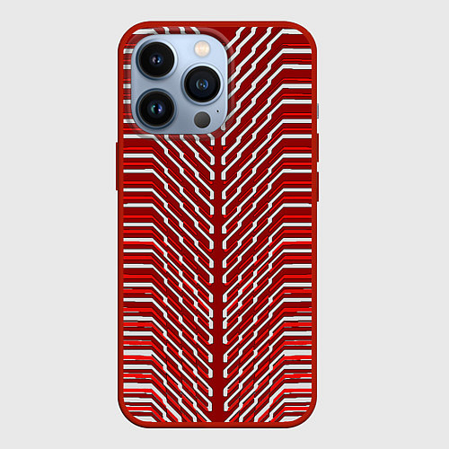 Чехол iPhone 13 Pro Белые линии на красном фоне / 3D-Красный – фото 1