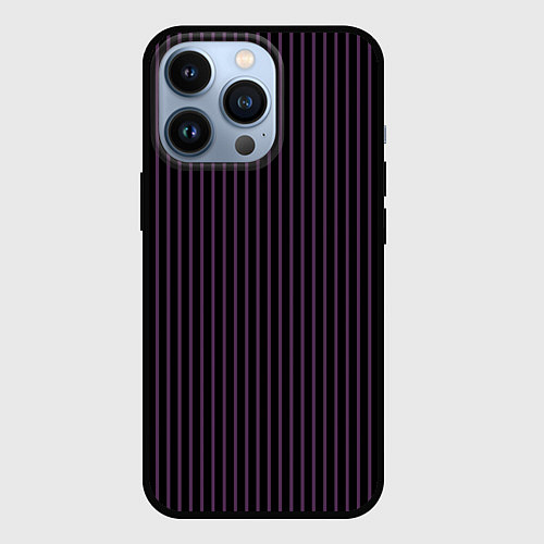Чехол iPhone 13 Pro Тёмный фиолетовый в полоску / 3D-Черный – фото 1