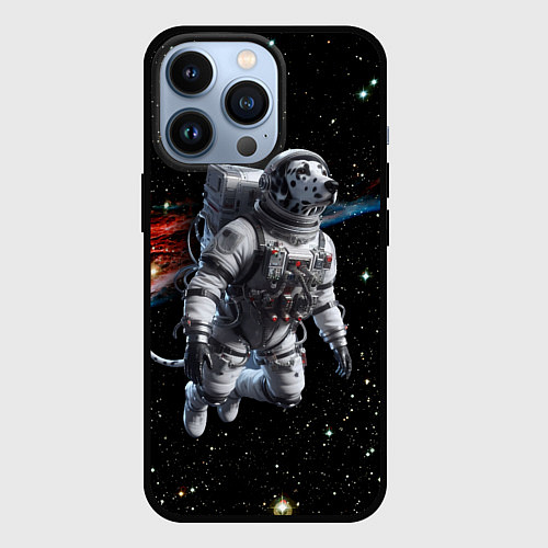 Чехол iPhone 13 Pro The dalmatian brave cosmonaut - ai art / 3D-Черный – фото 1