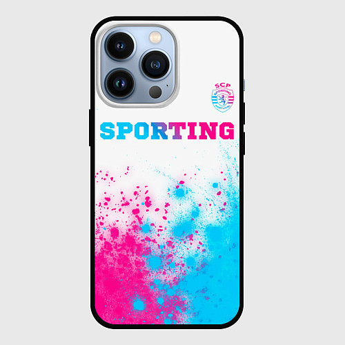 Чехол iPhone 13 Pro Sporting neon gradient style посередине / 3D-Черный – фото 1