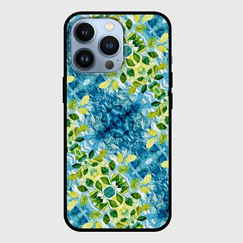 Чехол iPhone 13 Pro Сине-зеленое акварельное настроение / 3D-Черный – фото 1