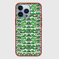 Чехол iPhone 13 Pro Техно броня зелёно-белая