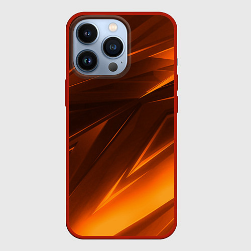 Чехол iPhone 13 Pro Geometry stripes orange / 3D-Красный – фото 1