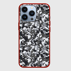 Чехол для iPhone 13 Pro Пиксельный камуфляж серого цвета, цвет: 3D-красный