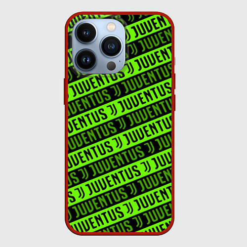 Чехол iPhone 13 Pro Juventus green pattern sport / 3D-Красный – фото 1