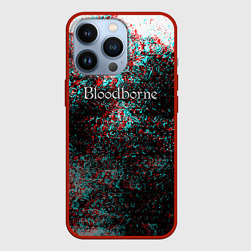 Чехол iPhone 13 Pro Bloodborn souls глитч краски / 3D-Красный – фото 1