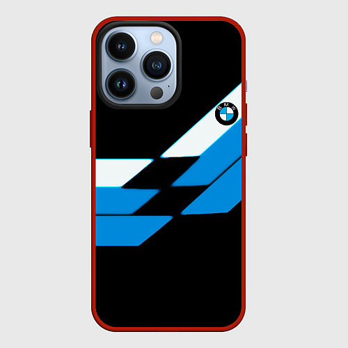 Чехол iPhone 13 Pro BMW sport geometry blu / 3D-Красный – фото 1