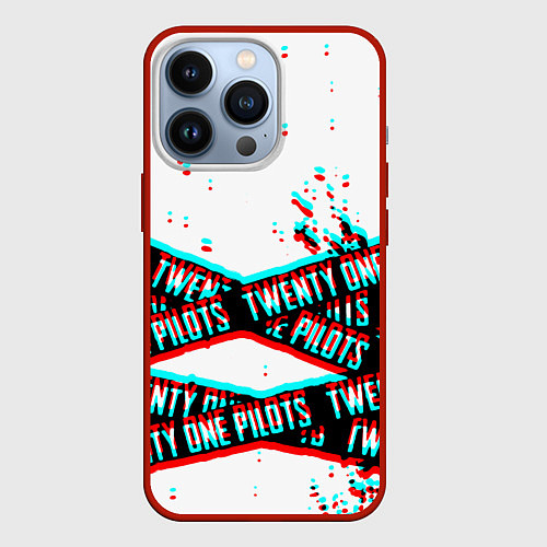 Чехол iPhone 13 Pro Twenty one pilots glitch music / 3D-Красный – фото 1