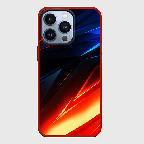 Чехол iPhone 13 Pro Geometry stripes neon steel / 3D-Красный – фото 1