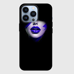 Чехол для iPhone 13 Pro Синяя помада, цвет: 3D-черный