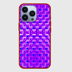 Чехол iPhone 13 Pro Фиолетовые квадраты на белом фоне