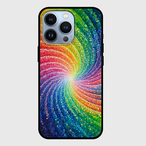 Чехол iPhone 13 Pro Радужные узоры яркие / 3D-Черный – фото 1