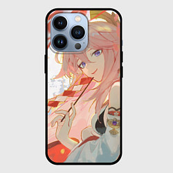 Чехол iPhone 13 Pro Genshin Impact Яэ Miko smile kitsune