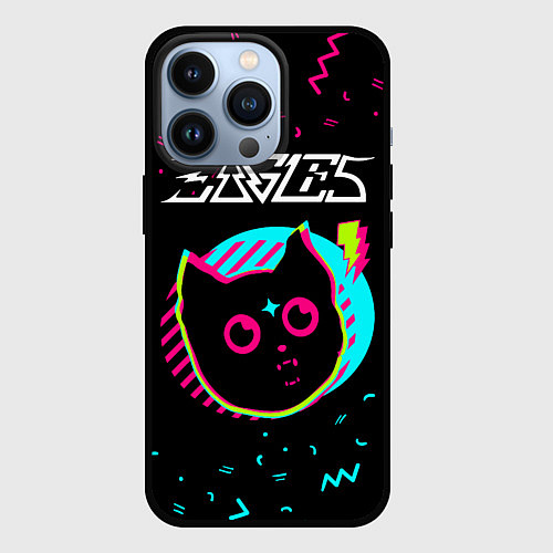 Чехол iPhone 13 Pro Eagles - rock star cat / 3D-Черный – фото 1