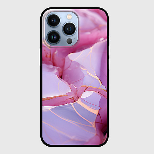 Чехол iPhone 13 Pro Куски розового мрамора / 3D-Черный – фото 1