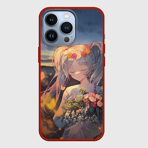 Чехол iPhone 13 Pro Sousou no Frieren Фрирен smile / 3D-Красный – фото 1