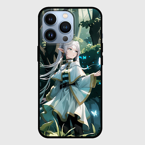 Чехол iPhone 13 Pro Sousou no Frieren Фрирен butterfly / 3D-Черный – фото 1