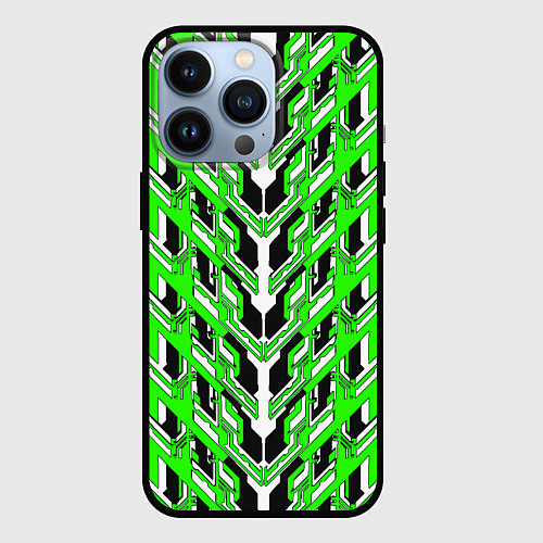 Чехол iPhone 13 Pro Зелёная техно броня / 3D-Черный – фото 1