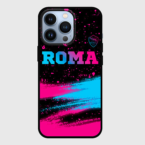 Чехол iPhone 13 Pro Roma - neon gradient посередине / 3D-Черный – фото 1