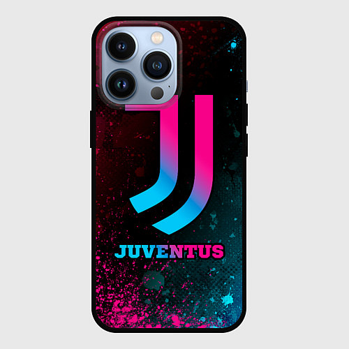 Чехол iPhone 13 Pro Juventus - neon gradient / 3D-Черный – фото 1