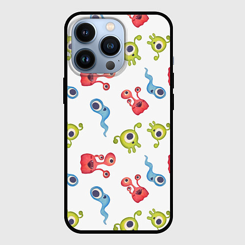 Чехол iPhone 13 Pro Мультяшные инопланетяне / 3D-Черный – фото 1
