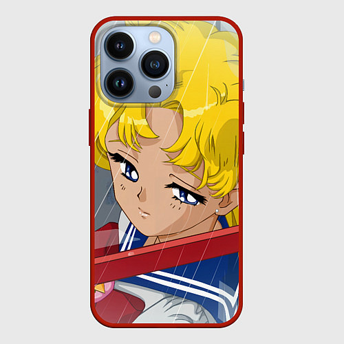 Чехол iPhone 13 Pro Sailor Moon Усаги Цукино грустит / 3D-Красный – фото 1